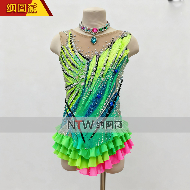 纳图薇艺术体操服啦啦操艺考滑冰服比赛儿童表演训练技巧服N1040