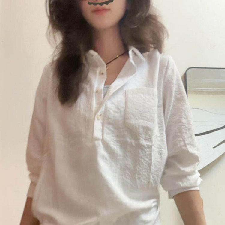 韩系穿搭宽松翻领半门襟