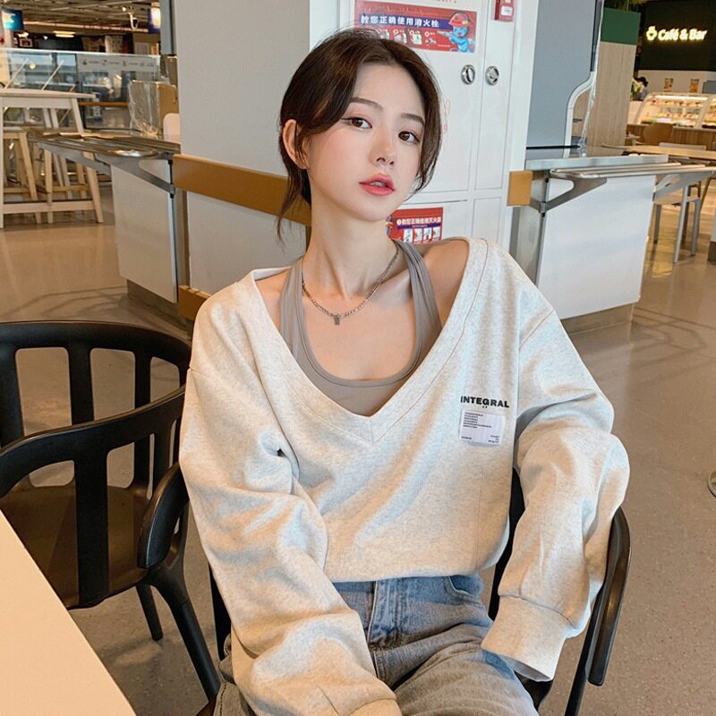 假两件卫衣女短款春秋薄