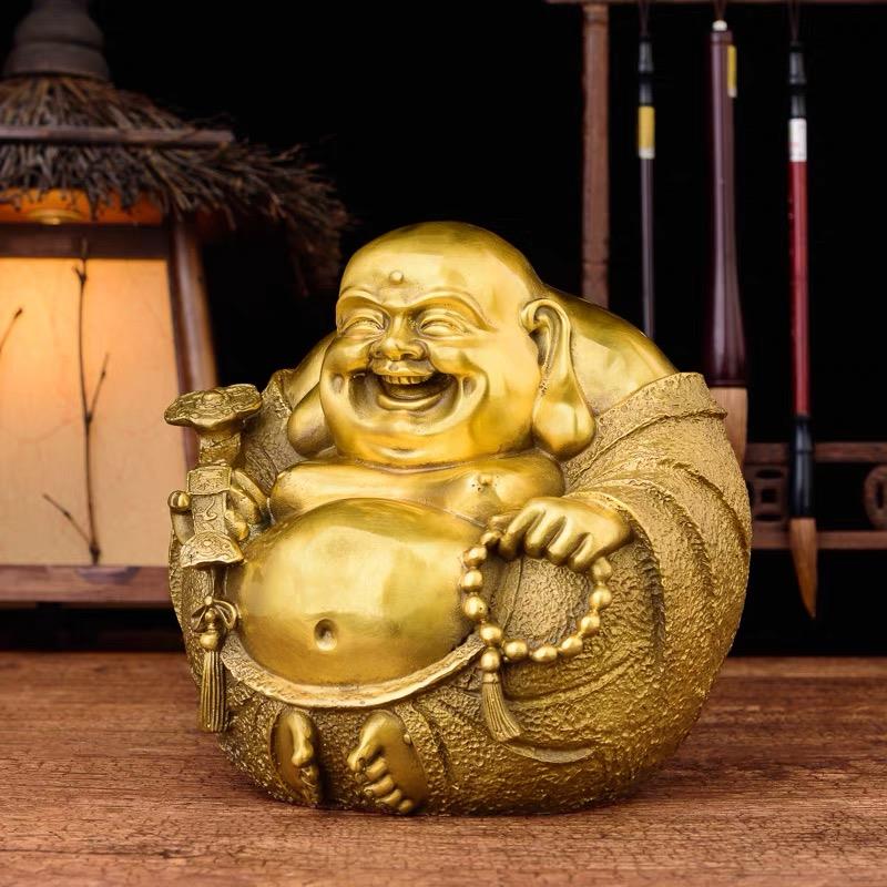 纯铜弥勒佛摆件一团和气佛像家居办公室招财装饰工艺品大小号