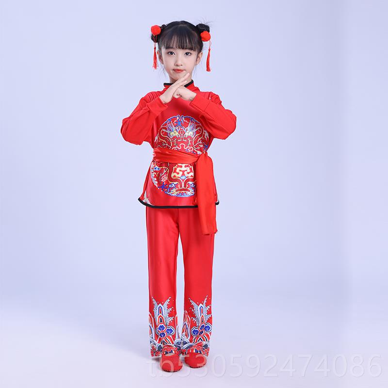 高档新儿童款安塞腰鼓服装腰鼓演出服打幼儿园陕北族舞鼓中国风男