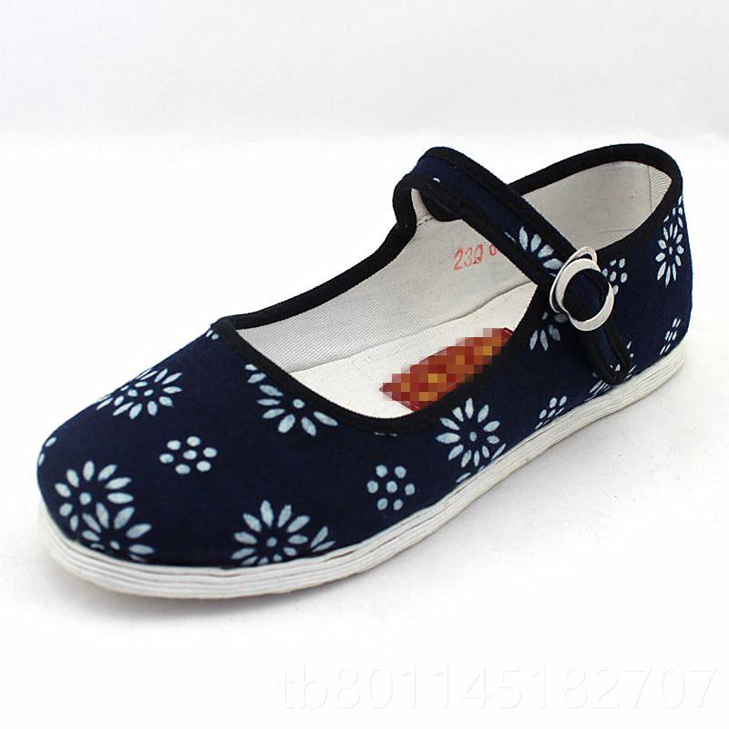 新北京布鞋女妈妈单鞋手工层底千布鞋女舒适透气轻便鞋老复古黑一