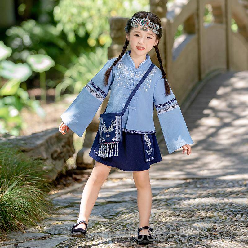 正品三月三少数民风服装儿童壮男族舞蹈族童汉服女演出服幼儿园表