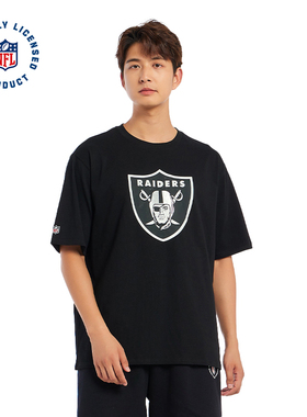 NFL美橄官方突袭者球队服 黑色情侣美式运动休闲印花短袖纯棉T恤