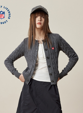 NFL美橄超级碗开衫毛衣 外搭慵懒风绣花秋冬保暖女款针织衫外套