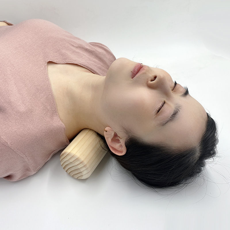 压颧骨枕头实木颈椎枕睡觉专用内推突出矫正按摩护圆木头