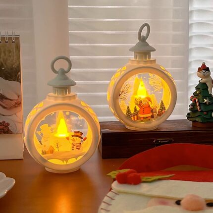 圣诞节礼物手提灯发光小夜灯氛围感装饰灯led蜡烛灯复古桌面摆件