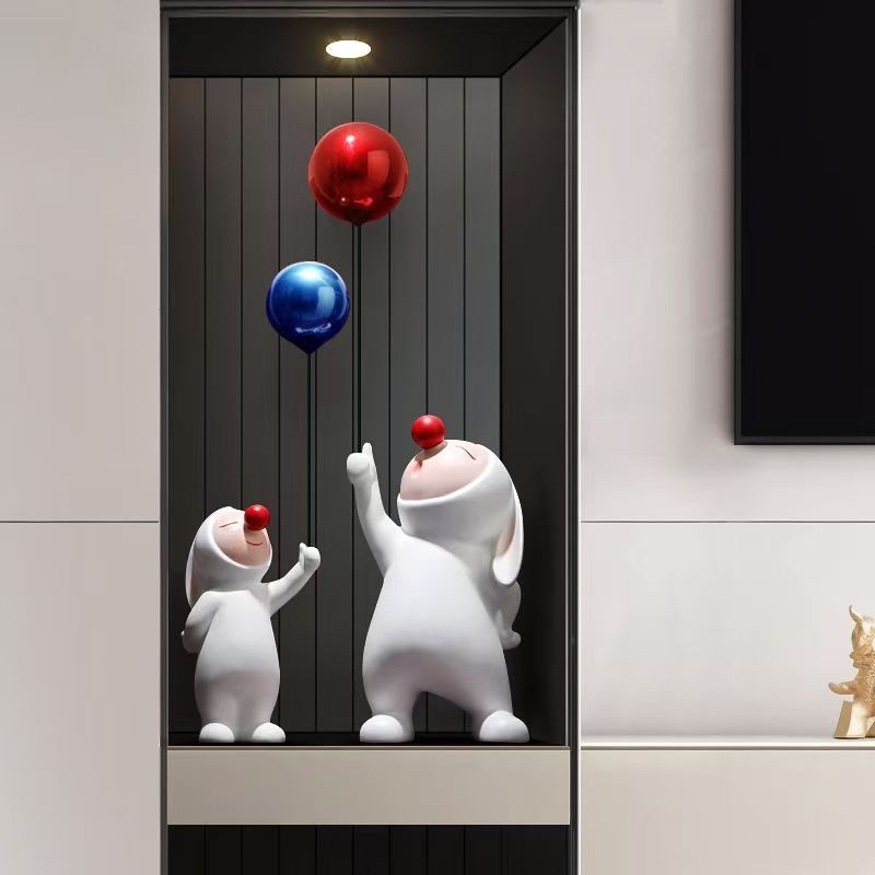 OIMG创意气球兔电视柜两边摆件客厅玄关家居装饰品家里摆设高级感