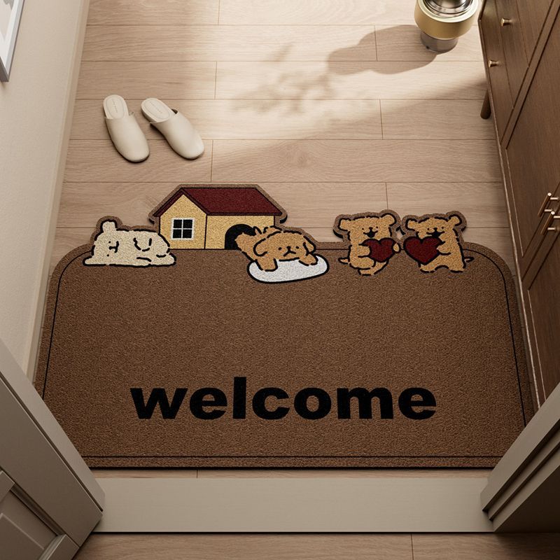 入户门地垫玄关丝圈进门脚垫蹭土地毯卡通门垫可裁剪地垫耐脏防滑