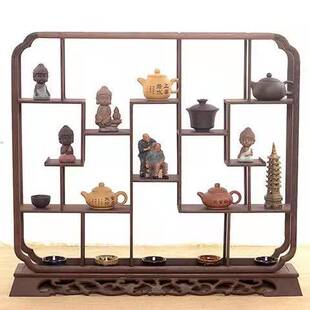 鸡翅木博古架中式小花梨木置物架摆件架展示架文玩茶杯桌面博古架