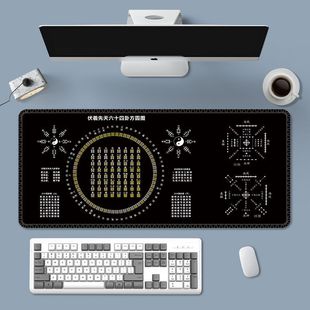 玄学桌垫64卦方圆图鼠标垫入门易经玄学垫子河图甲子办公学习桌垫