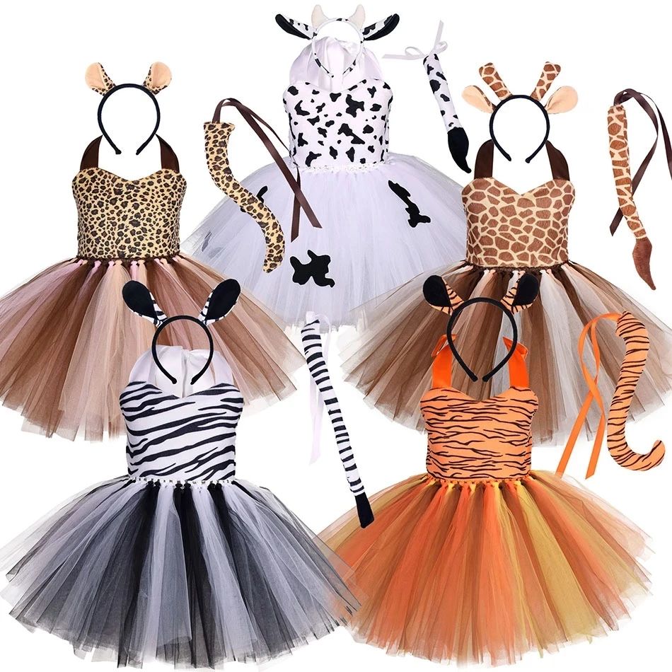 Halloween Animal Cosplay Costume for Children Cows Tiger Gir