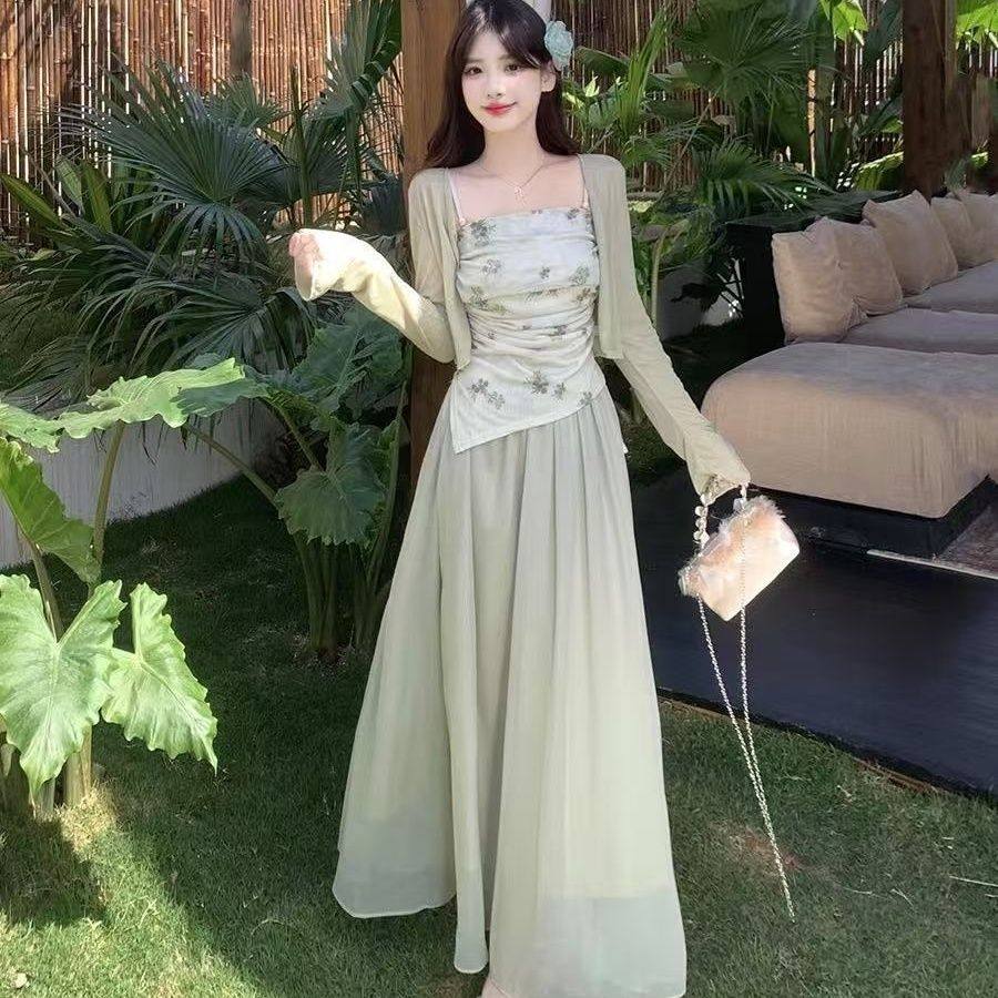 套装江南2025夏季新款印花国风中式防晒开衫吊带半身裙三件套,女装/女士精品,时尚套装,淘宝优惠券,粉丝福利购,淘宝优惠卷