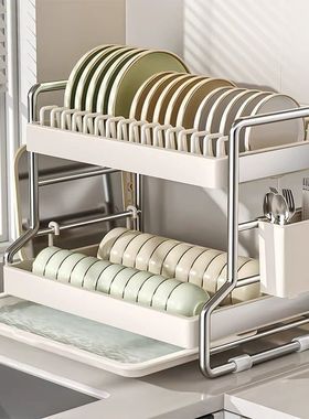 厨房收纳碗碟收纳摆件架沥水架家用多层台面多功能收纳摆件砧板架