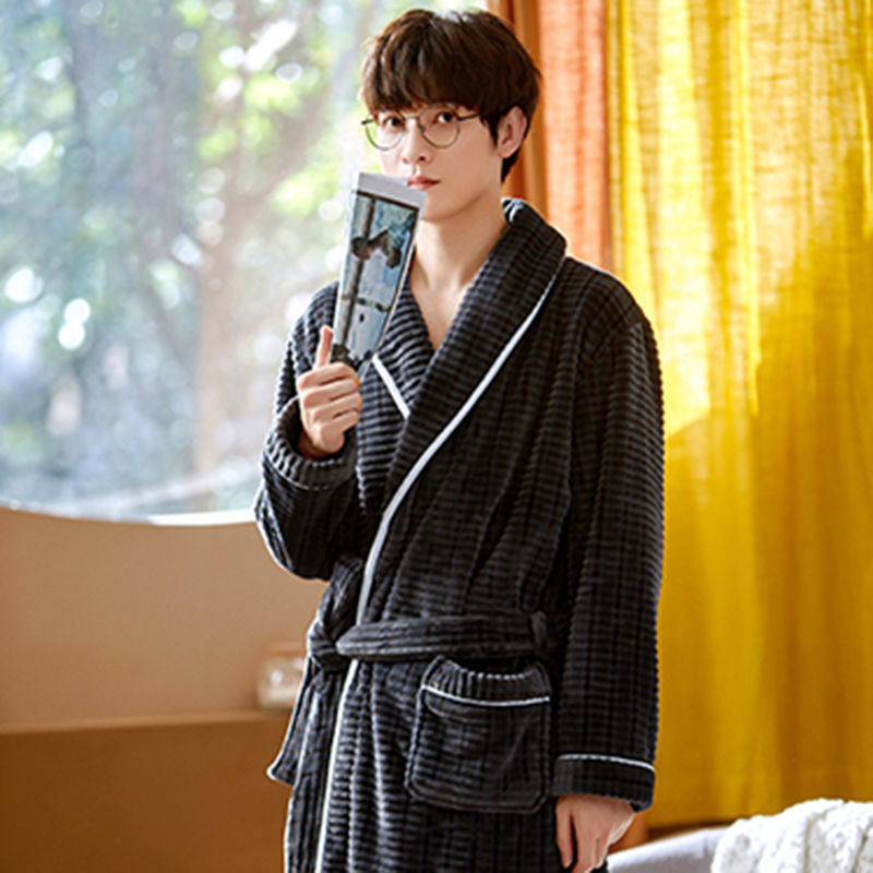 南极人睡袍女秋冬长款珊瑚绒加绒加厚情侣浴袍法兰绒男睡衣家居服