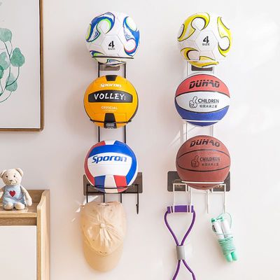 放篮球的架子家用免打孔壁挂球架收纳架放足排球羽毛筐球类置物