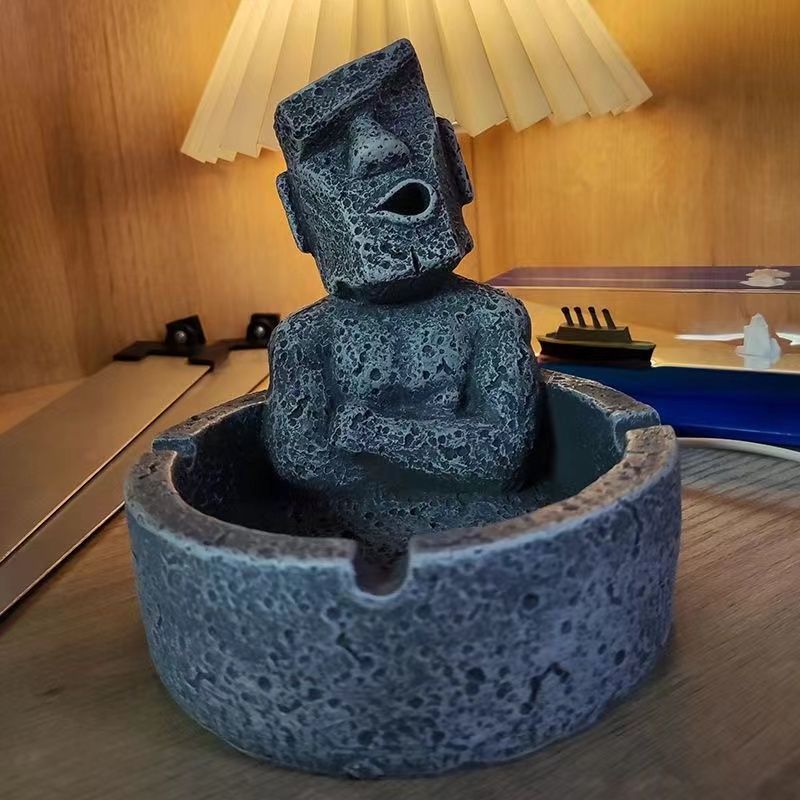 搞笑创意灰缸复活石头REN石像烟家用客厅个性办公室潮流搞怪烟缸i