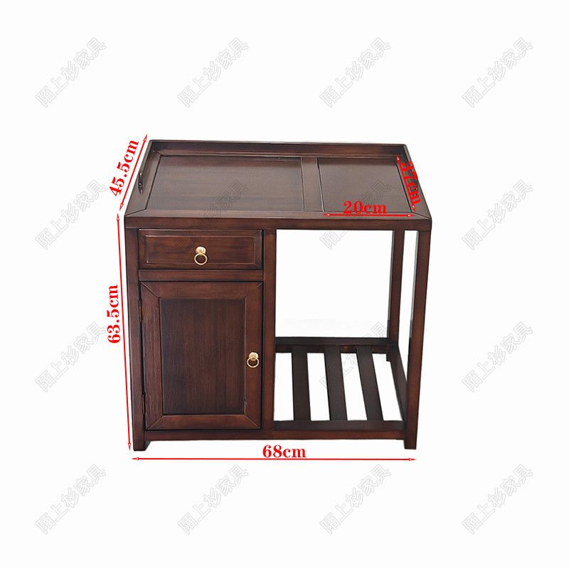 胡桃木实木茶水柜中式榫卯家用茶柜办公配套乌金胡桃茶水柜整装发