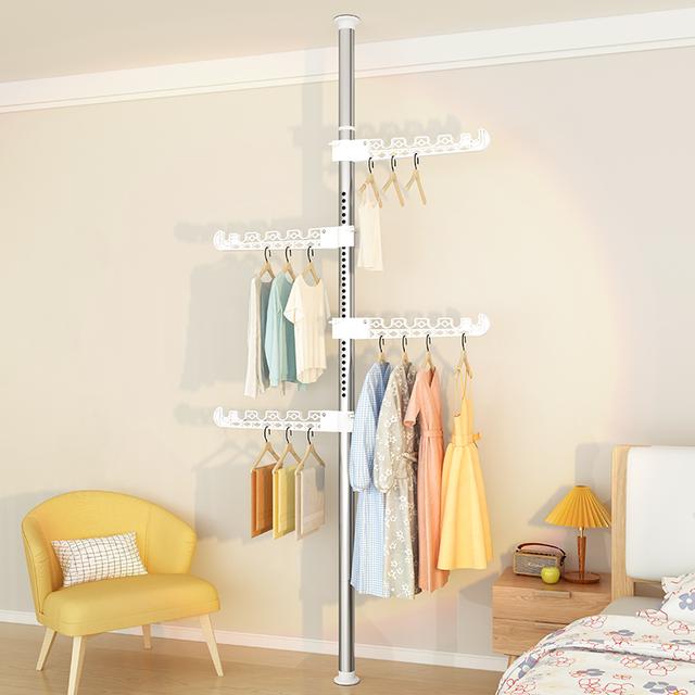 顶天立地立式多功能伸缩晾衣架家用落地卧室免打孔伸缩杆阳台衣架