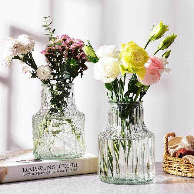 【两只装】北欧冰川纹竖条纹玻璃花瓶客厅摆件鲜花插花玫瑰花,鲜花速递/花卉仿真/绿植园艺,花瓶,淘宝优惠券,粉丝福利购,淘宝优惠卷