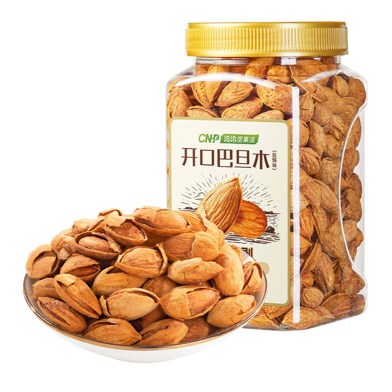 洽洽坚果派罐装开口巴旦木500g盐焗味一斤大罐装巴旦木囤货装零食