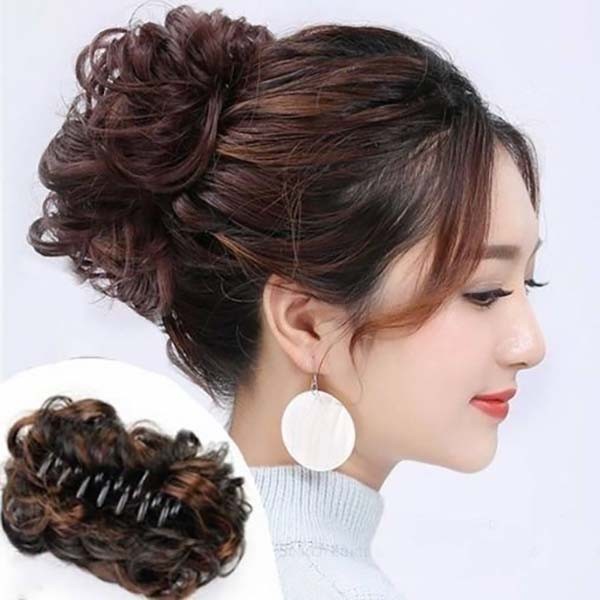 发夹发抓夹假发女发圈发包盘发器拉花短卷发花苞女头花蓬松大发圈