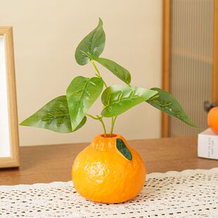 仿真橘子花瓶创意水培绿植花器客厅水养绿萝桌面摆件办公室装饰品