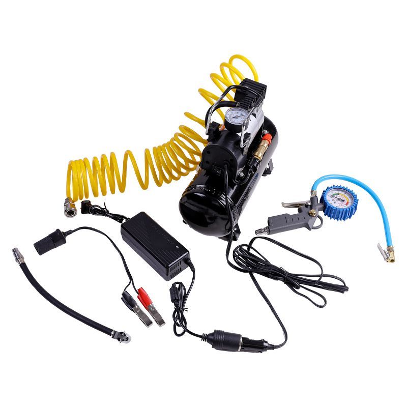迷你空压机便携式12v220v两用车载打气泵木工家用充气泵24v储气罐