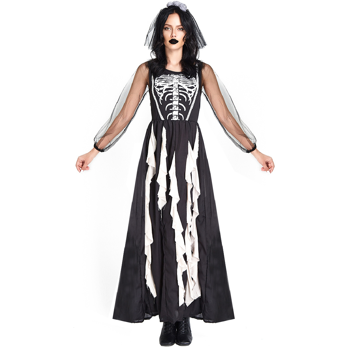 Women's Halloween Costume vampire demon skeleton ghost bride