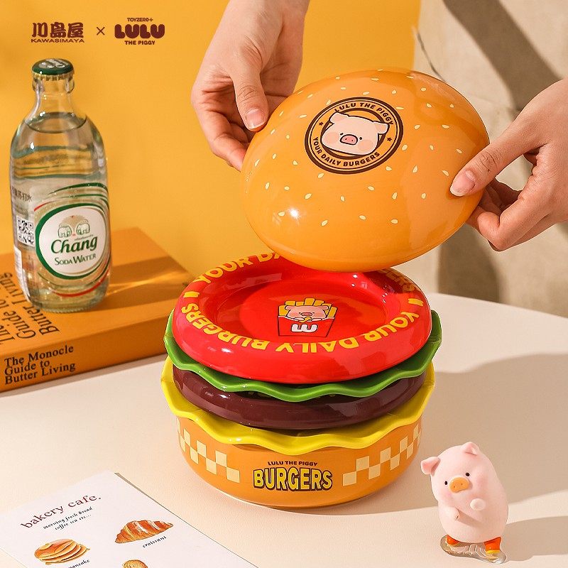 川岛屋&lulu猪联名 可爱汉堡一人食碗盘餐具套装好看的盘子早餐盘,餐饮具,盘,淘宝优惠券,粉丝福利购,淘宝优惠卷