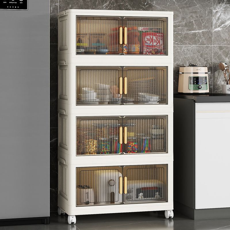 折叠收纳柜客厅宝宝玩具零食杂物柜多层塑料储物柜家居防尘置物架