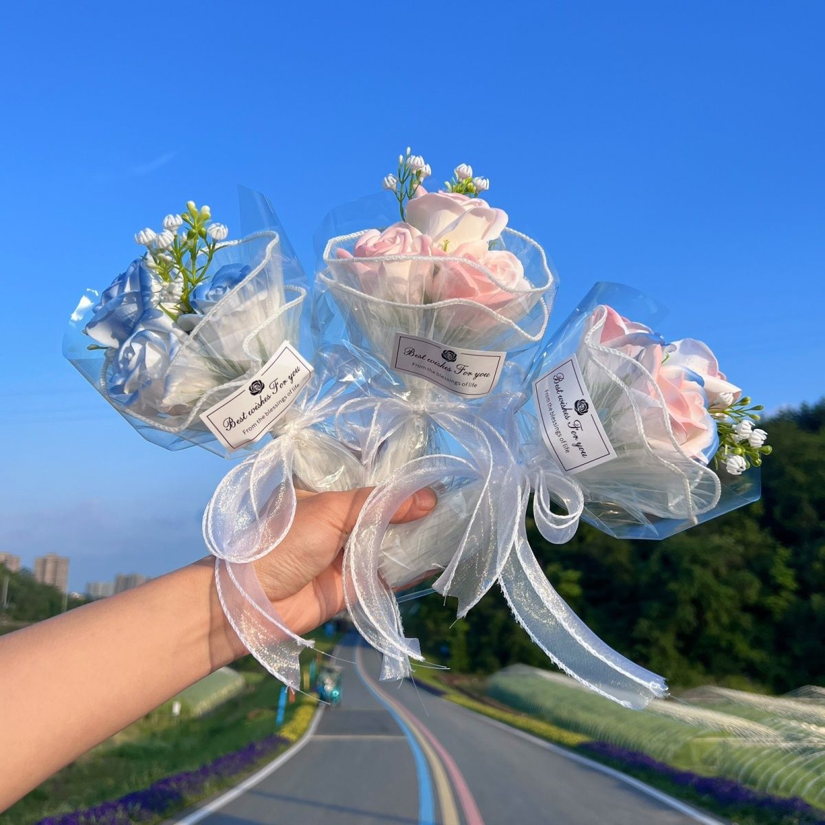 情人节成品碎冰蓝玫瑰花束香皂花生日礼物送女生朋友闺蜜闺蜜生日