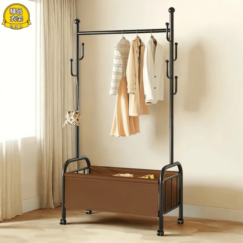 衣帽架阳台落地奶油风简易挂衣架可移动衣架网红轻奢衣服收纳架子