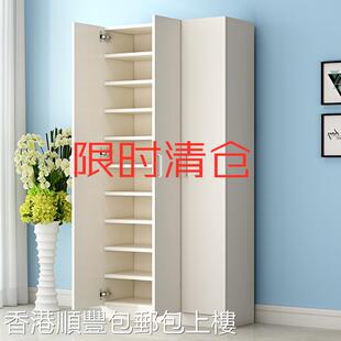 现代简约多层实木鞋柜 可订制家用门口鞋架 台湾运送安装服务