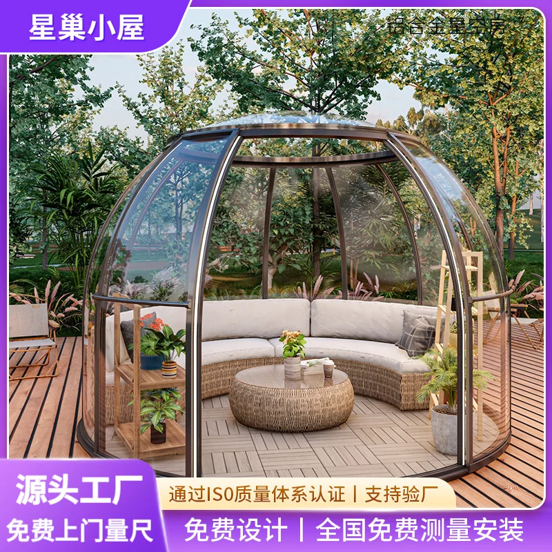广州源头厂家星空房阳光房pc移动室外下午茶玻璃房球形透明泡泡屋