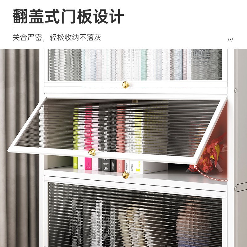 书柜落地置物架客厅防尘书架家用带门透明展示柜卧室储物收纳柜子