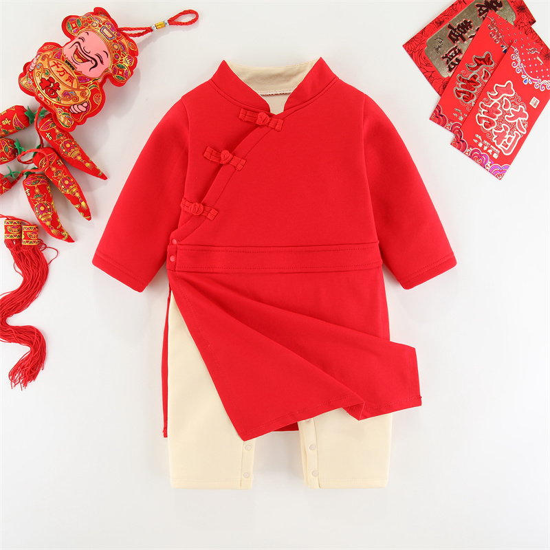 婴儿中式百天衣服男宝男童一周岁抓周礼服女宝宝新年唐装拜年汉服