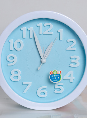 简约可爱小清新白色闹钟卧室居家儿童用可挂式静音时钟表学生台钟