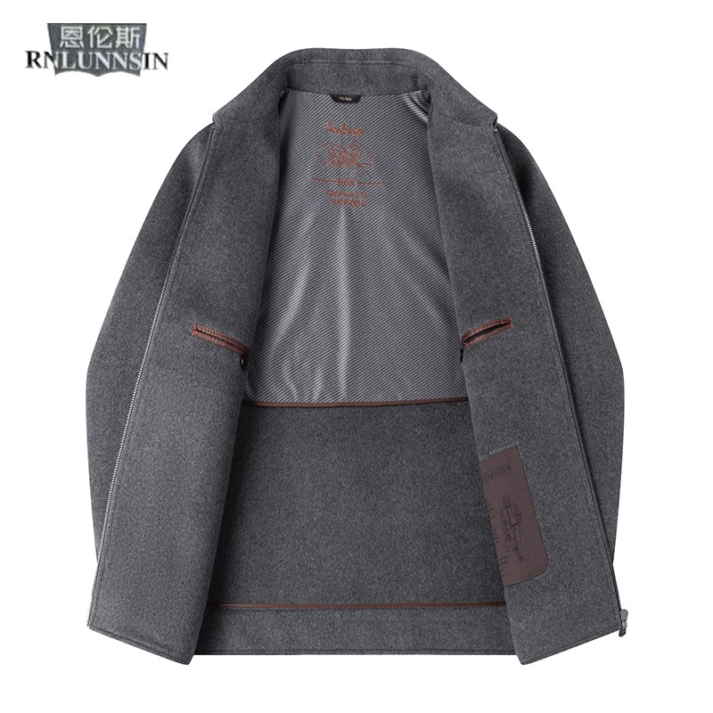 羊毛呢子外套男士短款翻领拉链款夹克男装冬季新款高端双面呢大衣