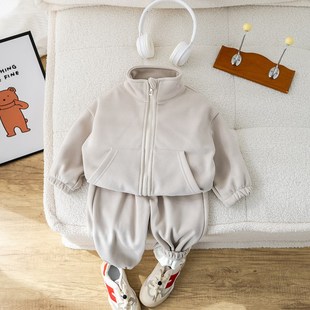 男宝宝外套开衫1岁半九12一89六6十10个月婴儿衣服分体秋冬季套装