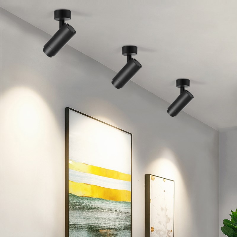 变焦led明装射灯店铺超亮商用聚光吸顶天花灯服装店无轨道单灯调