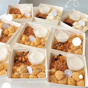 糯叽叽蘸酱麻薯包装盒贴纸麻糍盒打包盒标签定制网红盒子不干胶