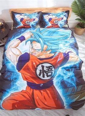 卡通动漫七龙珠儿童四件组1.5床笠款赛亚人学生宿舍三件式床组1.2