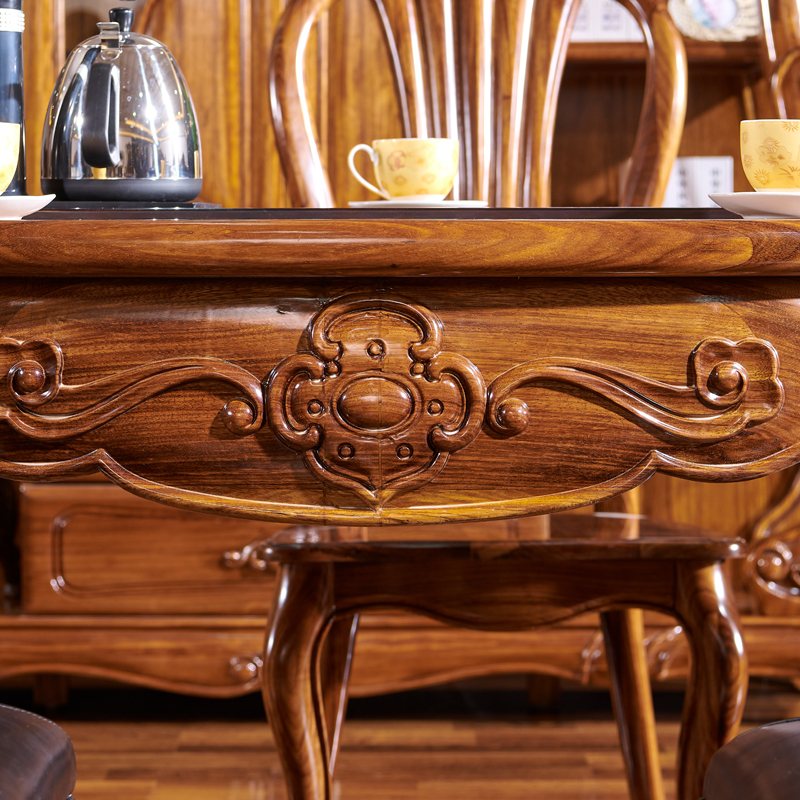 实木欧式茶桌奢华功夫茶乌金木茶台带电磁炉原木色家用茶室桌子