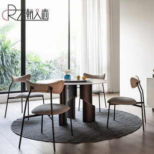 北欧设计师大岩板餐桌椅高端意式轻奢极简大户型家用客厅大圆桌子