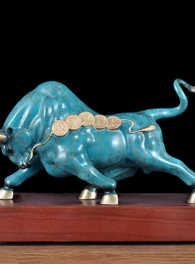运势如虹牛摆件铜牛招财家居客厅玄关办公室老板桌装饰品开业礼品