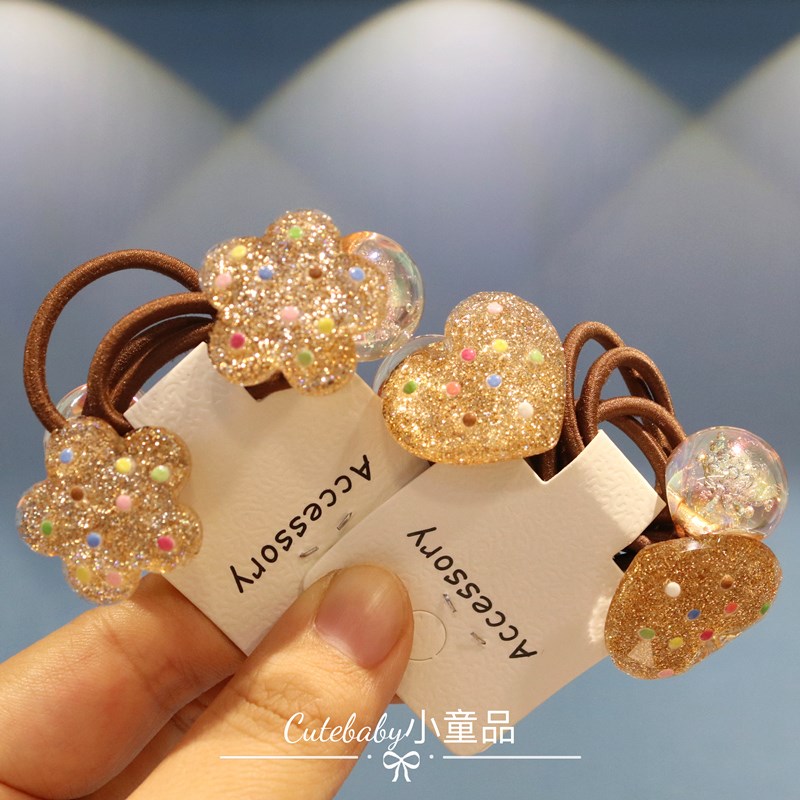 金色闪亮星星双头绕绕儿童皮筋发圈高弹力扎马尾球球发绳女童头饰