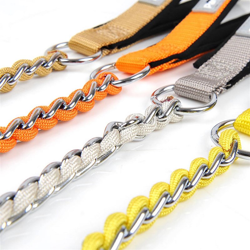 狗狗防咬牵引绳狗铁链子绳子金毛萨摩耶阿拉斯加大中小型犬防爆冲