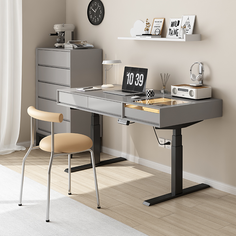 实木电动升降书桌儿童学生家用办公桌电脑桌写字台电竞桌学习桌子