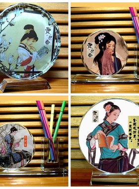 贾迎春收藏品摆设纪念品礼w品红楼梦人物装饰品人偶模型水晶摆件